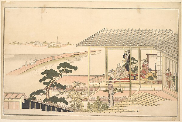 A Party of Merrymakers in a House in the Yoshiwara on a Moonlight Night