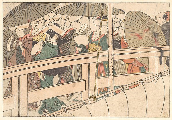 Women on a Bridge, from the illustrated book Flowers of the Four Seasons