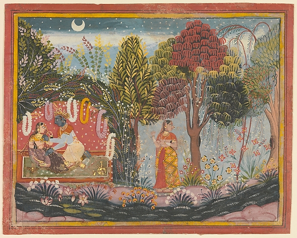 Krishna and Radha in a Bower: Page From a Dispersed Gita Govinda