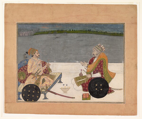 Prince Padam Singh of Bikaner with His Bard Gordhar on a Terrace at Night