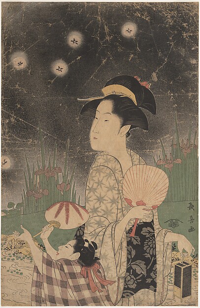 Woman and Child Catching Fireflies