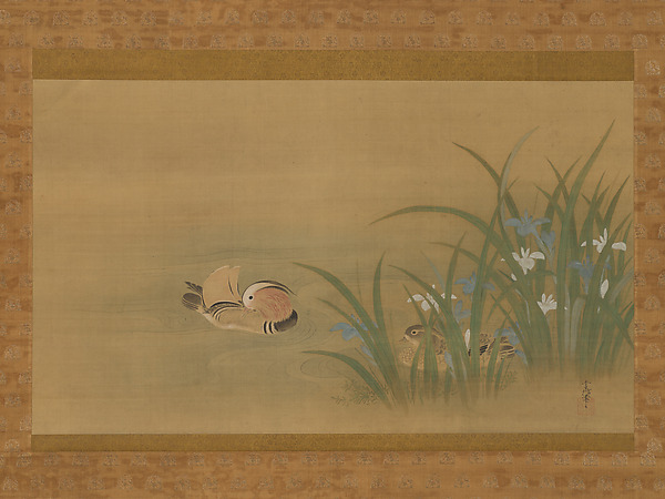 Mandarin Ducks and Iris