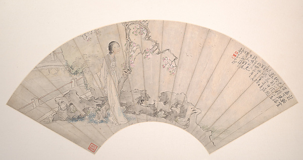 庭の女性