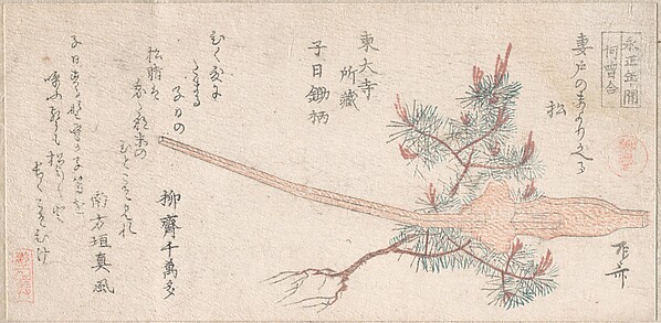 若松と鋤の柄