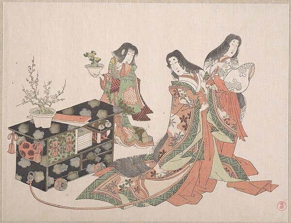 戸棚を引きずる官女たち
