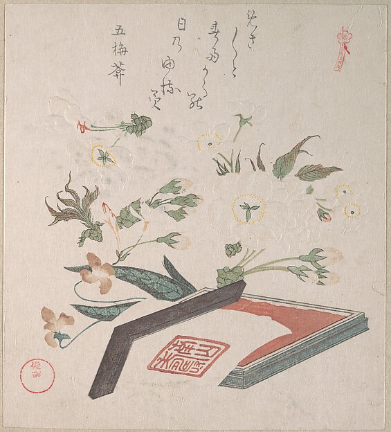 桜と印箱、墨と定規