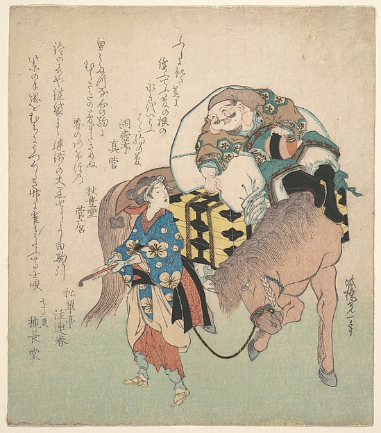 大原女に馬を牽かれる大黒天