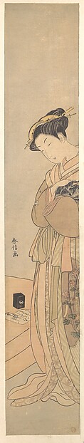 黒い犬を抱く花魁