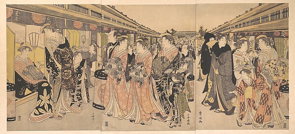吉原仲之町を練り歩く遊女たち