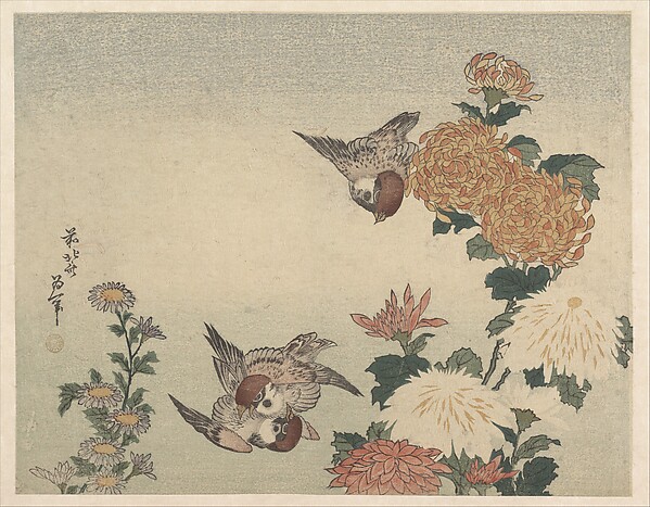菊に雀