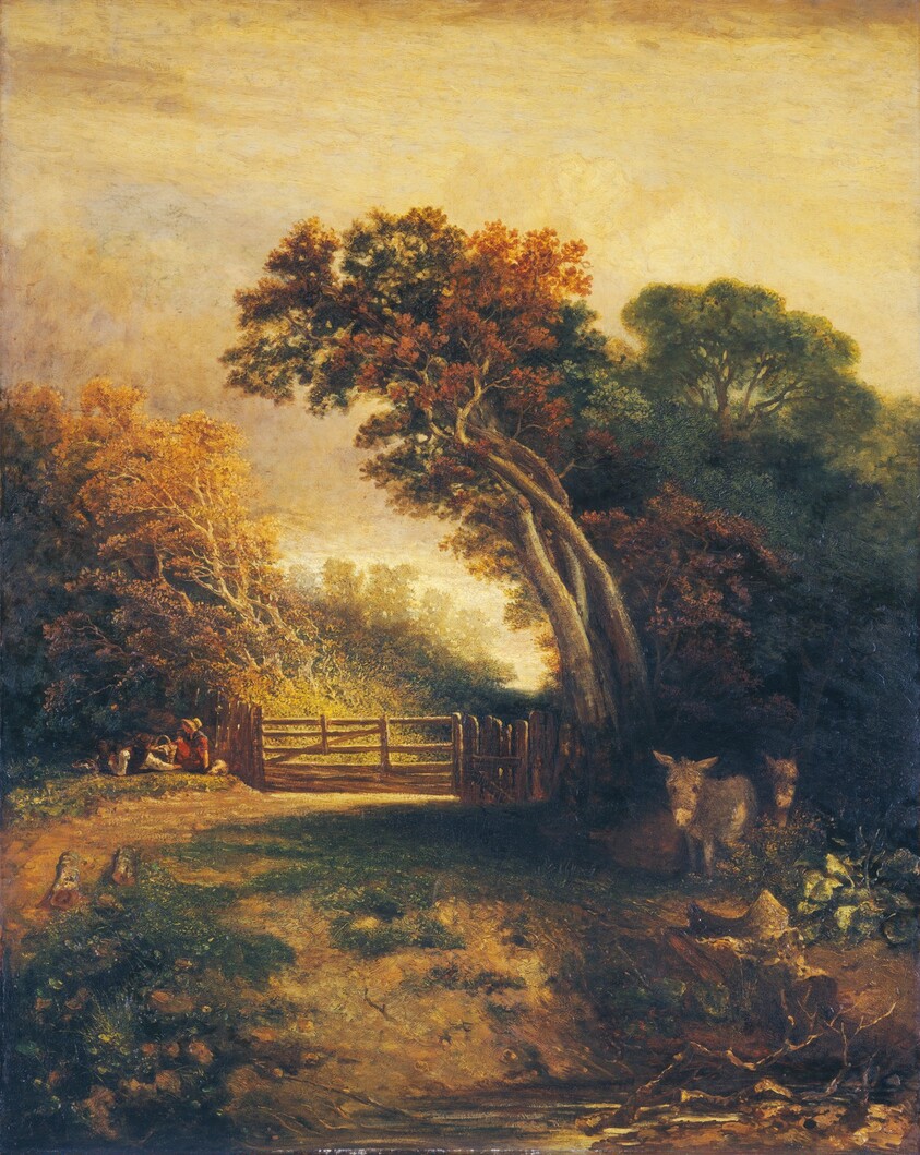 Landscape with Picnickers and Donkeys by a Gate