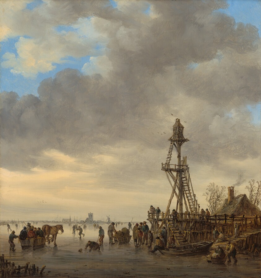 Ice Scene near a Wooden Observation Tower