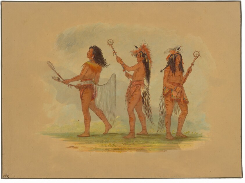 Three Celebrated Ball Players - Choctaw, Sioux and Ojibbeway