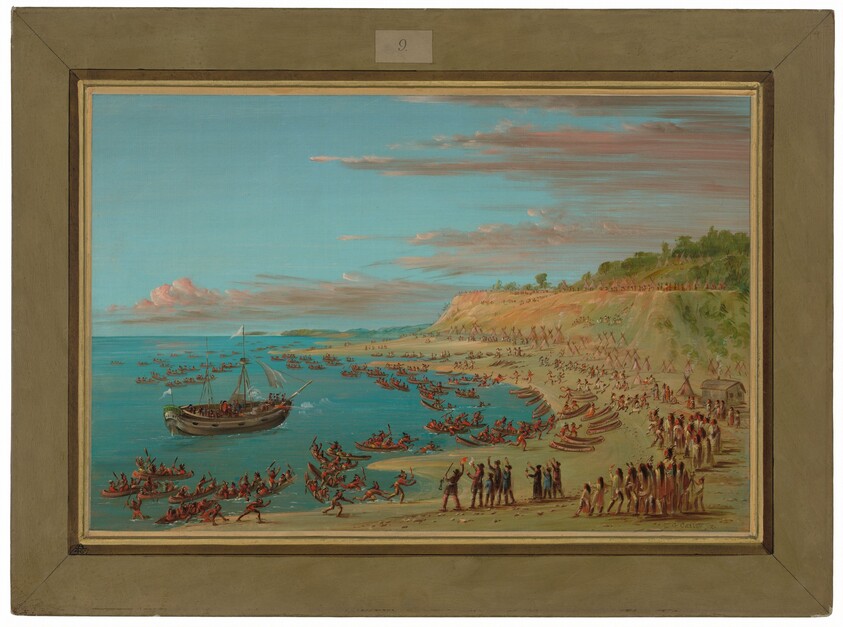 The Griffin Entering the Harbor at Mackinaw. August 27, 1679