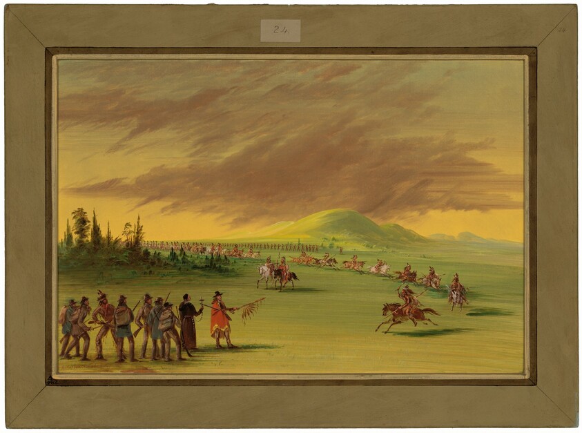 La Salle Meets a War Party of Cenis Indians on a Texas Prairie. April 25, 1686