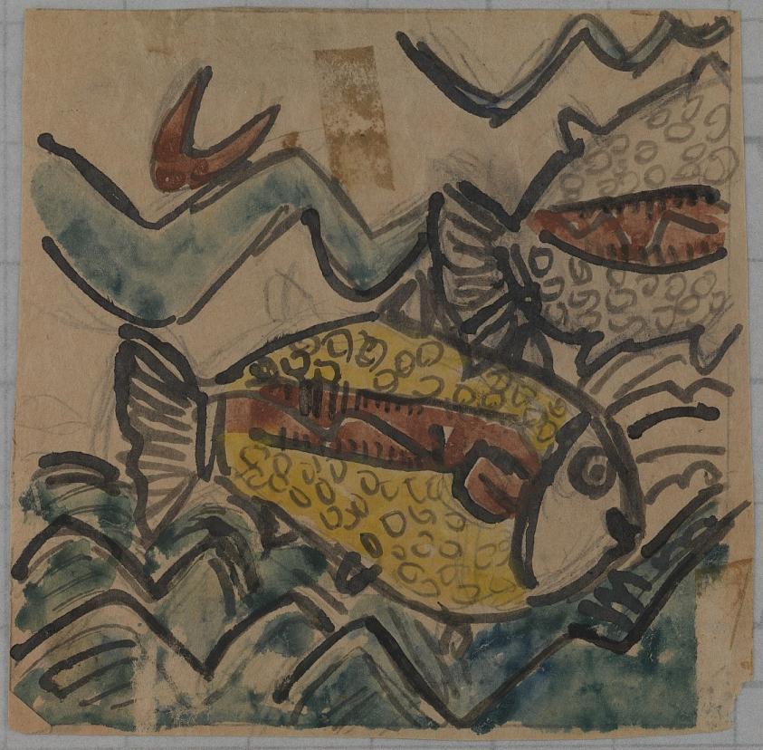 陶製の皿のための魚の図案