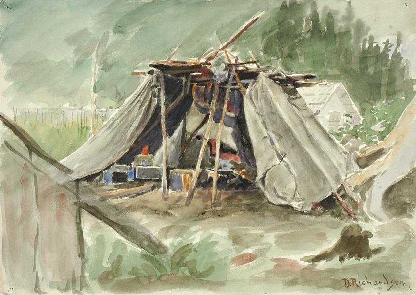 アラスカの先住民の野営地